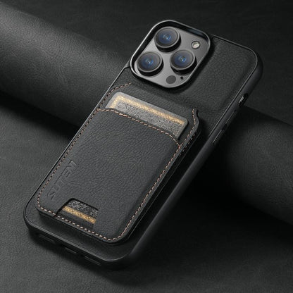 For iPhone 17e / 16e Suteni H02 Litchi Leather Card Wallet Stand Back Phone Case(Black)