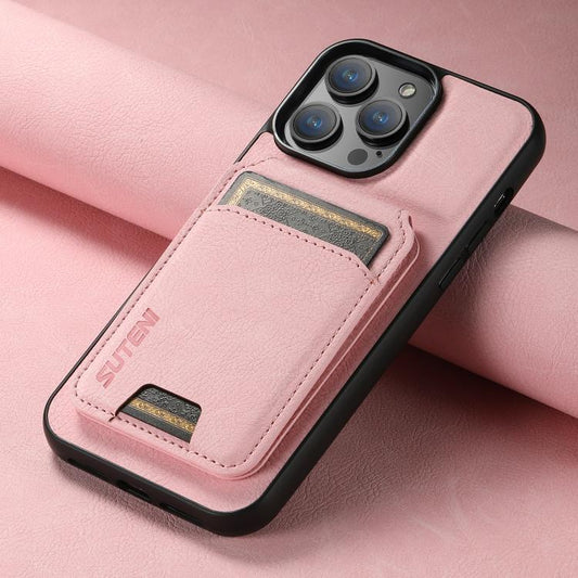 For iPhone 17e / 16e Suteni H02 Litchi Leather Card Wallet Stand Back Phone Case(Pink)