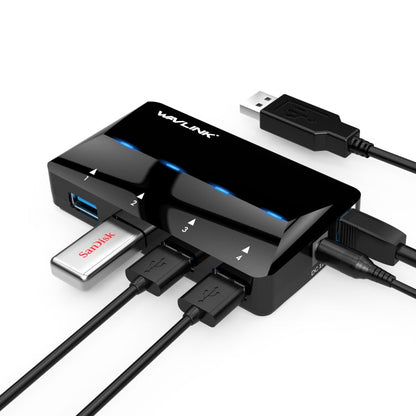 WAVLINK WL-UH3042P1 2.4A Fast Charging Adapter for Keyboard Mouse 4-Port USB3.0 HUB(UK Plug)