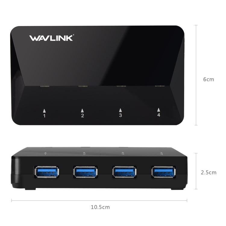 WAVLINK WL-UH3042P1 2.4A Fast Charging Adapter for Keyboard Mouse 4-Port USB3.0 HUB(UK Plug)