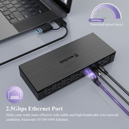 WAVLINK UG69PD10 1 à 4 écrans 4K/5K AV Transfert USB-C vers HD Type-C Station d'accueil Hub, Fiche : Prise US