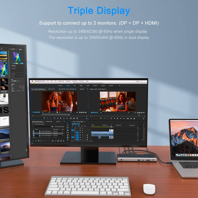 WAVLINK WL-UMD01 USB3.0 Splitter Docking Station Gigabit Ethernet / DP / HD Cable Converter(EU Plug)