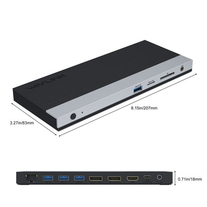 WAVLINK WL-UMD01 USB3.0 Splitter Docking Station Gigabit Ethernet / DP / HD Cable Converter(AU Plug)
