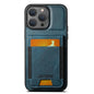 For iPhone 15 Pro Max Suteni H03 Oil Wax Leather Wallet Stand Back Phone Case(Blue)