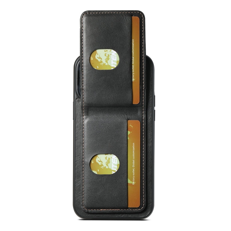 For iPhone 14 Plus Suteni H03 Oil Wax Leather Wallet Stand Back Phone Case(Black)