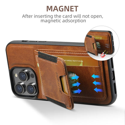 For iPhone 16 Suteni H03 Oil Wax Leather Wallet Stand Back Phone Case(Brown)