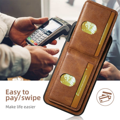 For iPhone 16 Plus Suteni H03 Oil Wax Leather Wallet Stand Back Phone Case(Brown)