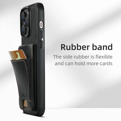 Pour iPhone 16 Pro Max Étui de Téléphone H03 en Cuir Huilé de Type Portefeuille avec Support (Noir)