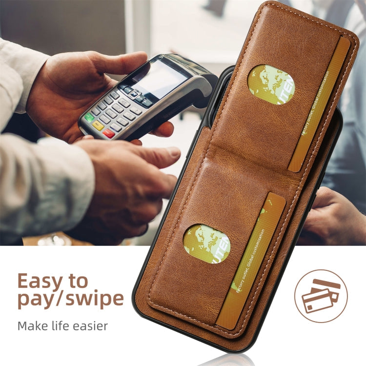For iPhone 16 Pro Max Suteni H03 Oil Wax Leather Wallet Stand Back Phone Case(Brown)