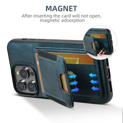 Pour iPhone 16 Pro Max Étui de Téléphone à Rabat en Cuir Huilé Suteni H03 avec Support (Bleu)