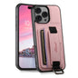 For iPhone 16 Pro Max Suteni H13 Litchi Leather Wrist Strap Wallet Back Phone Case(Pink)