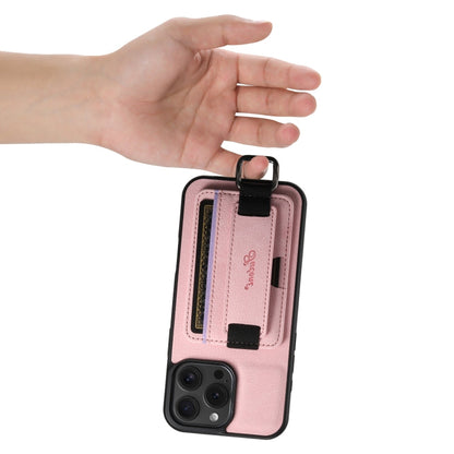 For iPhone 16 Pro Max Suteni H13 Litchi Leather Wrist Strap Wallet Back Phone Case(Pink)