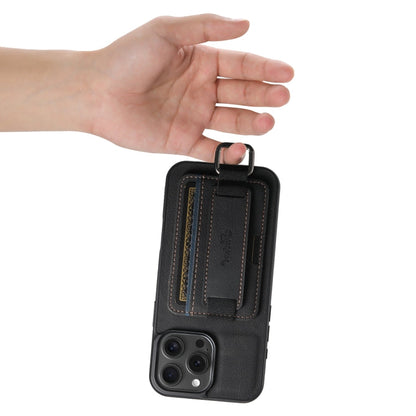 Pour iPhone 16 Pro Suteni H13 Étui portefeuille en cuir Litchi avec dragonne (Noir)