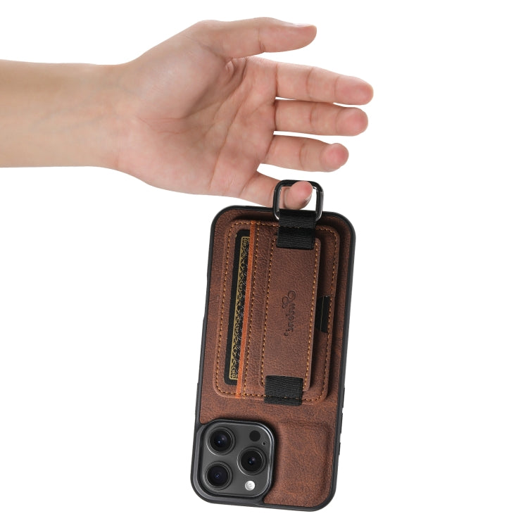 For iPhone 16 Pro Suteni H13 Litchi Leather Wrist Strap Wallet Back Phone Case(Brown)