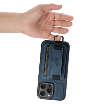 For iPhone 16 Pro Suteni H13 Litchi Leather Wrist Strap Wallet Back Phone Case(Blue)