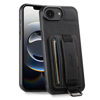For iPhone 17e / 16e Suteni H13 Litchi Leather Wrist Strap Wallet Back Phone Case(Black)