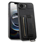 For iPhone 17e / 16e Suteni H13 Litchi Leather Wrist Strap Wallet Back Phone Case(Black)