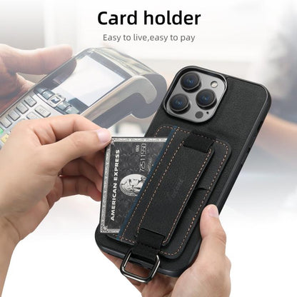 For iPhone 17e / 16e Suteni H13 Litchi Leather Wrist Strap Wallet Back Phone Case(Black)