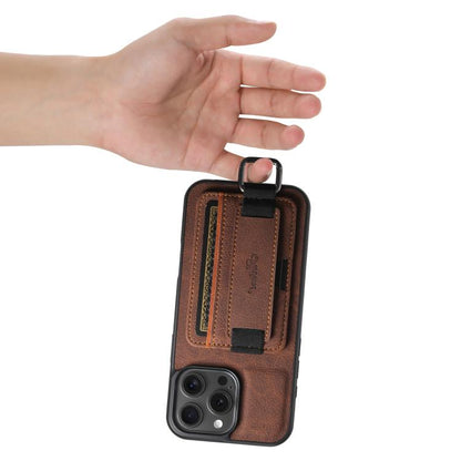 For iPhone 17e / 16e Suteni H13 Litchi Leather Wrist Strap Wallet Back Phone Case(Brown)