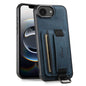 For iPhone 17e / 16e Suteni H13 Litchi Leather Wrist Strap Wallet Back Phone Case(Blue)