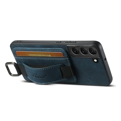 Pour Samsung Galaxy S24+ 5G Étui de téléphone portefeuille Suteni H13 en cuir Litchi avec dragonne (Bleu)