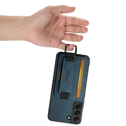 Pour Samsung Galaxy S24+ 5G Étui de téléphone portefeuille Suteni H13 en cuir Litchi avec dragonne (Bleu)