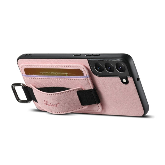 Pour Samsung Galaxy S24+ 5G Étui de téléphone portefeuille Suteni H13 en cuir Litchi avec dragonne (rose)