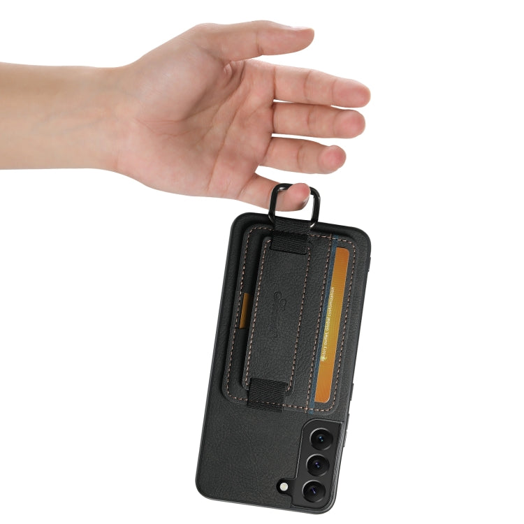 For Samsung Galaxy S23+ 5G Suteni H13 Litchi Leather Wrist Strap Wallet Back Phone Case(Black)