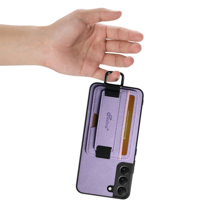 For Samsung Galaxy S23+ 5G Suteni H13 Litchi Leather Wrist Strap Wallet Back Phone Case(Purple)
