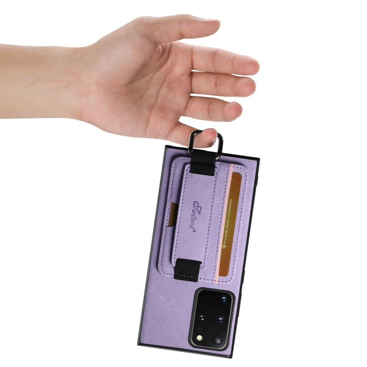 For Samsung Galaxy Note20 5G Suteni H13 Litchi Leather Wrist Strap Wallet Back Phone Case(Purple)