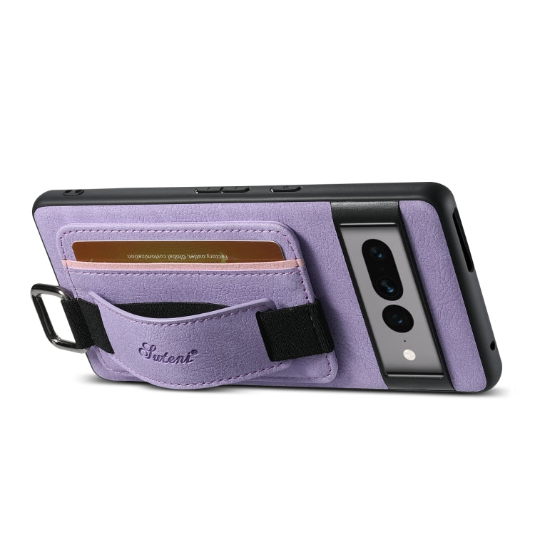 For Google Pixel 6 Suteni H13 Litchi Leather Wrist Strap Wallet Back Phone Case(Purple)