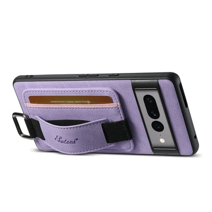 For Google Pixel 6 Suteni H13 Litchi Leather Wrist Strap Wallet Back Phone Case(Purple)