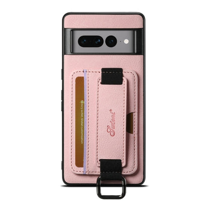 For Google Pixel 8 Suteni H13 Litchi Leather Wrist Strap Wallet Back Phone Case(Pink)