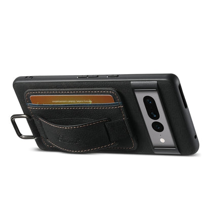 Pour Google Pixel 7 Pro Suteni H13 Étui de téléphone portefeuille en cuir litchi avec dragonne (noir)