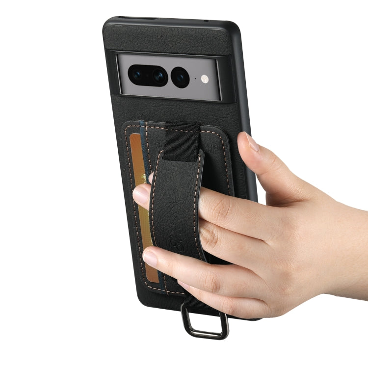 Pour Google Pixel 7 Pro Suteni H13 Étui de téléphone portefeuille en cuir litchi avec dragonne (noir)