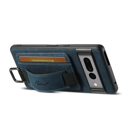 For Google Pixel 7 Pro Suteni H13 Litchi Leather Wrist Strap Wallet Back Phone Case(Blue)