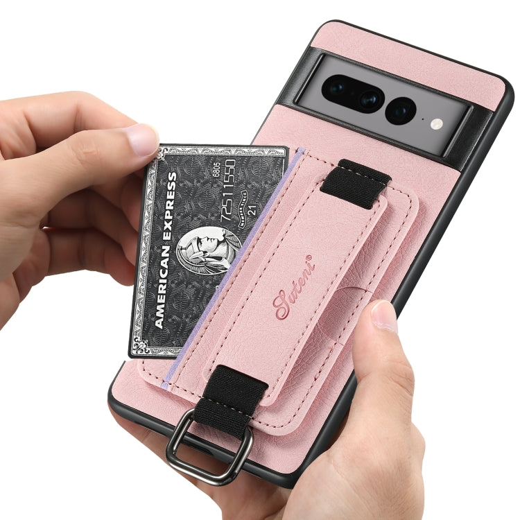 For Google Pixel 7 Pro Suteni H13 Litchi Leather Wrist Strap Wallet Back Phone Case(Pink)