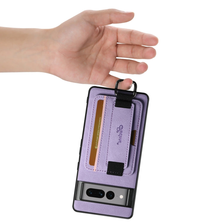 For Google Pixel 7 Suteni H13 Litchi Leather Wrist Strap Wallet Back Phone Case(Purple)