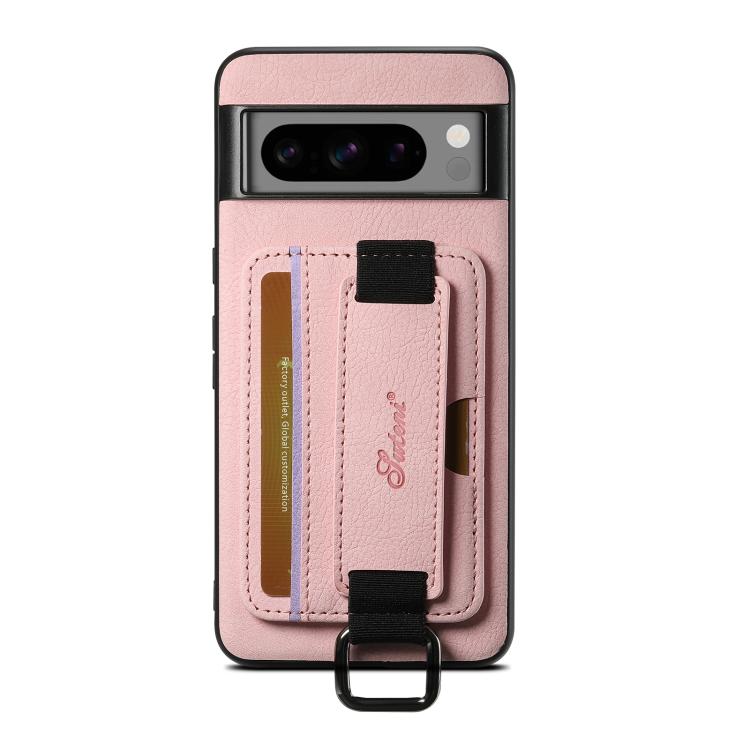 For Google Pixel 9 Pro XL Suteni H13 Litchi Leather Wrist Strap Wallet Back Phone Case(Pink)