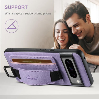 For Google Pixel 9 Pro XL Suteni H13 Litchi Leather Wrist Strap Wallet Back Phone Case(Purple)