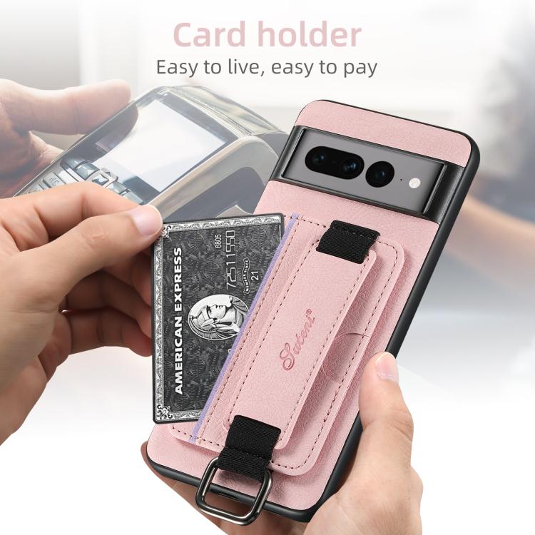 For Google Pixel 10 Pro XL Suteni H13 Litchi Leather Wrist Strap Wallet Back Phone Case(Pink)