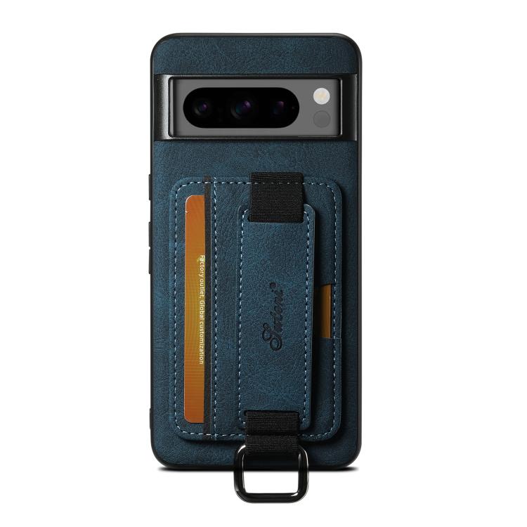 For Google Pixel 10 Pro Suteni H13 Litchi Leather Wrist Strap Wallet Back Phone Case(Blue)