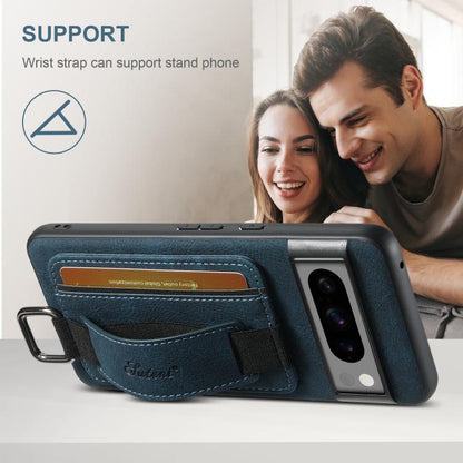 For Google Pixel 10 Pro Suteni H13 Litchi Leather Wrist Strap Wallet Back Phone Case(Blue)