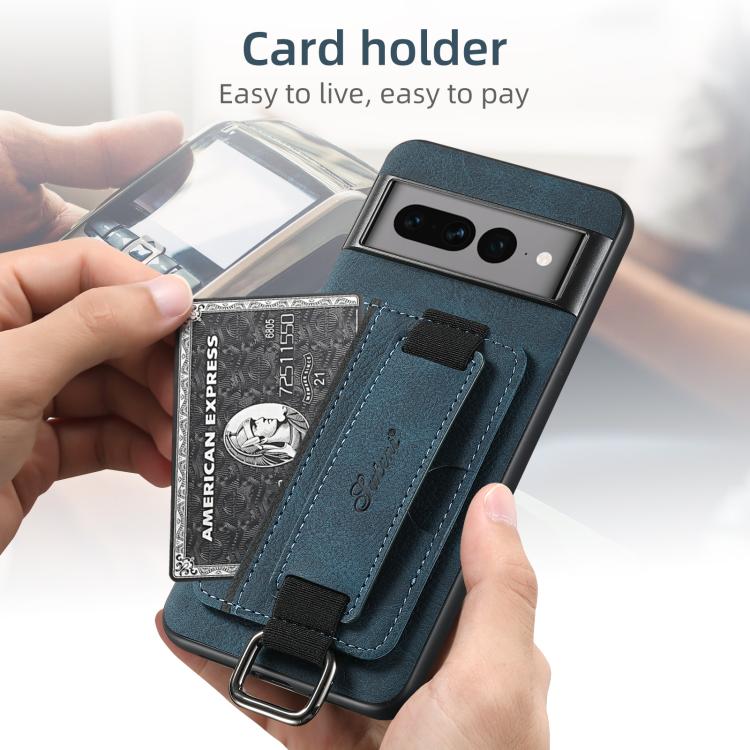 For Google Pixel 10 Pro Suteni H13 Litchi Leather Wrist Strap Wallet Back Phone Case(Blue)