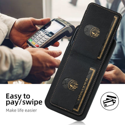 For iPhone 16 Pro Max Suteni H03 Litchi Leather Card Bag Stand Back Phone Case(Black)