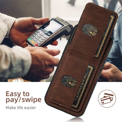 For iPhone 16 Pro Max Suteni H03 Litchi Leather Card Bag Stand Back Phone Case(Brown)