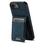 For iPhone 17e / 16e Suteni H03 Litchi Leather Card Bag Stand Back Phone Case(Blue)