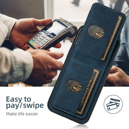 For iPhone 17e / 16e Suteni H03 Litchi Leather Card Bag Stand Back Phone Case(Blue)