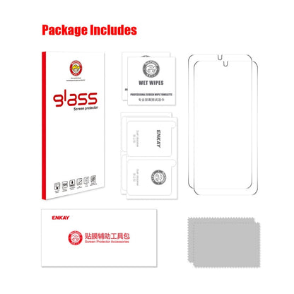 Pour Samsung Galaxy S24 5G, 2 films en verre trempé ENKAY 0,18mm en aluminium-silicium, compatibles avec le déverrouillage par empreinte digitale ultrasonique