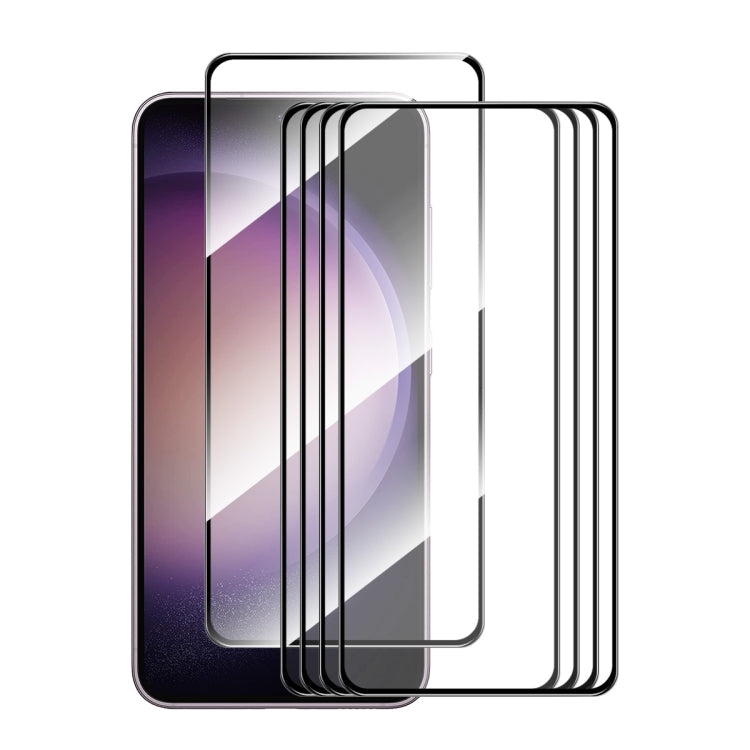 Pour Samsung Galaxy S24 5G 5 pièces ENKAY Hat-Prince 0.18mm Film en verre trempé haute teneur en aluminium-silicium, compatible avec le déverrouillage par empreinte digitale ultrasonique